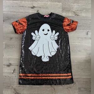 Simply Southern Black & Orange Sequin Ghost Tunic Size S/M
